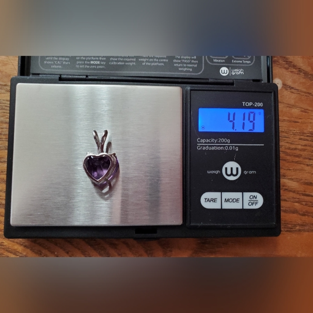 Large Genuine Heart Amethyst Pendant Sterling Silver With 925 Necklace - Picture 11 of 11